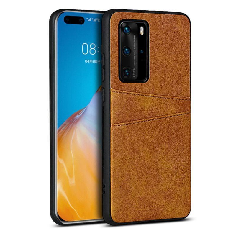 Kryt Huawei P40 Pro Kožená Textura Dvojitého Pouzdra Na Karty