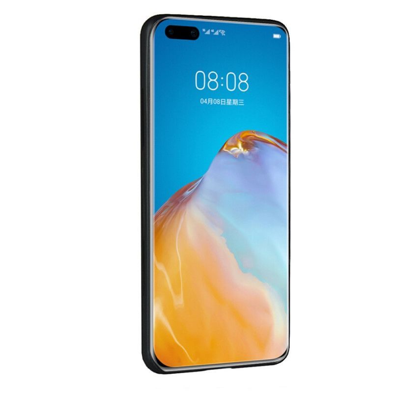 Kryt Huawei P40 Pro Kožená Textura Dvojitého Pouzdra Na Karty