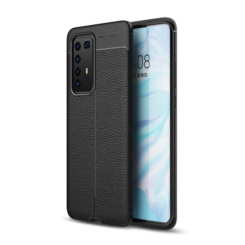 Kryt Huawei P40 Pro Litchi S Dvojitým Koženým Efektem