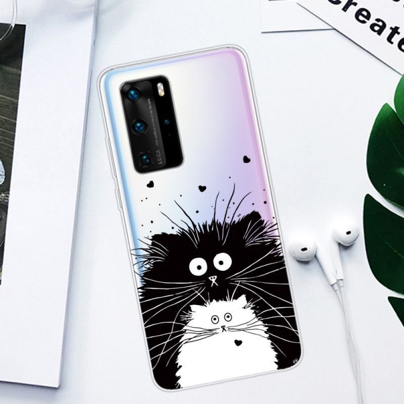 Kryt Huawei P40 Pro Průhledné Překvapené Kočky