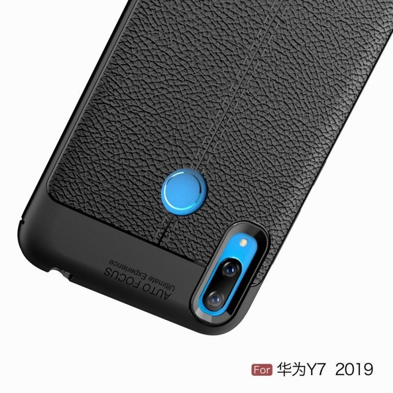 Kryt Huawei Y7 2019 Litchi S Dvojitým Koženým Efektem