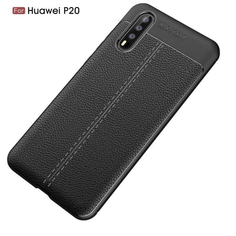 Kryt Na Huawei P20 Litchi S Dvojitým Koženým Efektem