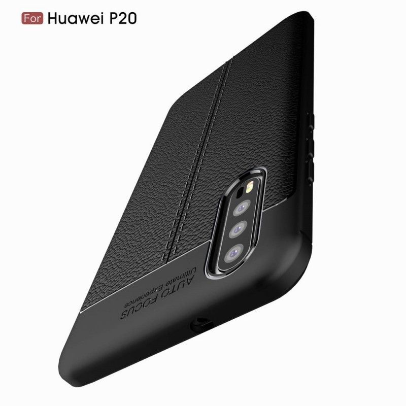 Kryt Na Huawei P20 Litchi S Dvojitým Koženým Efektem