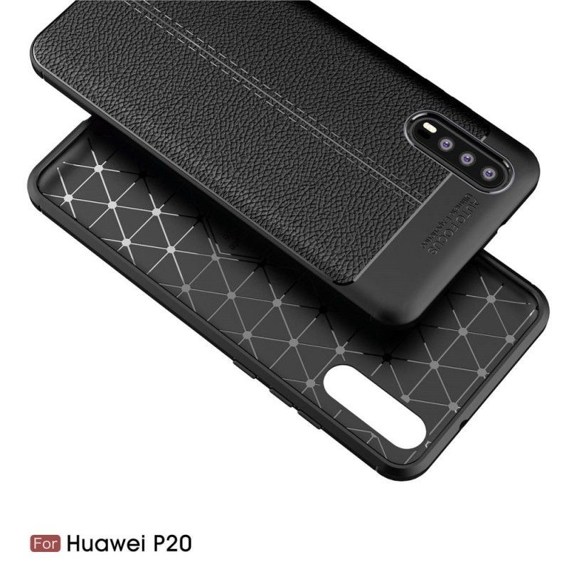 Kryt Na Huawei P20 Litchi S Dvojitým Koženým Efektem