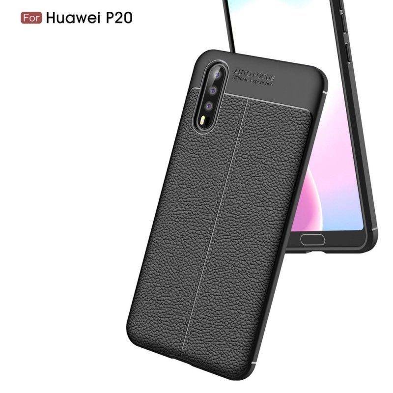 Kryt Na Huawei P20 Litchi S Dvojitým Koženým Efektem