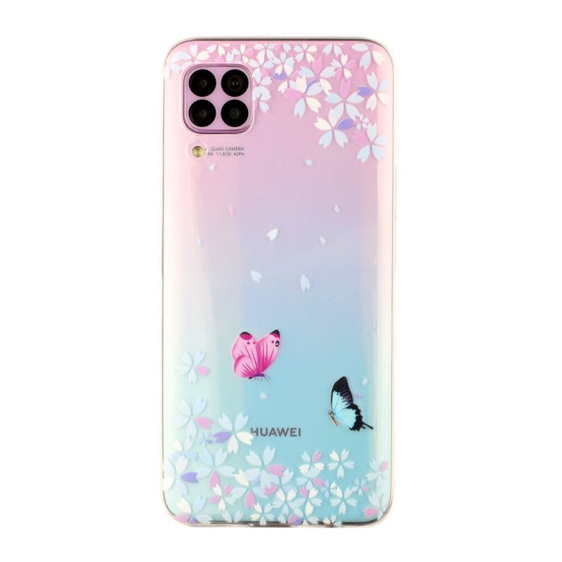 Kryt Na Huawei P40 Lite Průhlední Motýli A Květiny