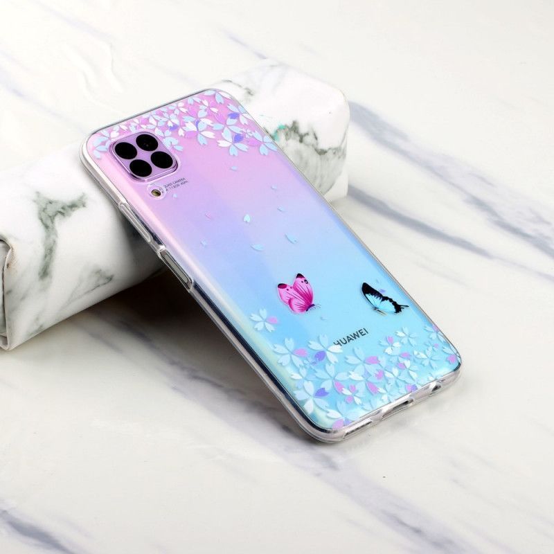 Kryt Na Huawei P40 Lite Průhlední Motýli A Květiny