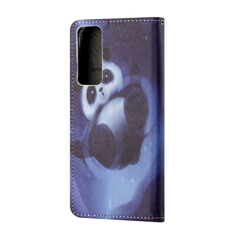 Peněženková Pouzdra Huawei P Smart 2021 Vesmírná Panda S Popruhem