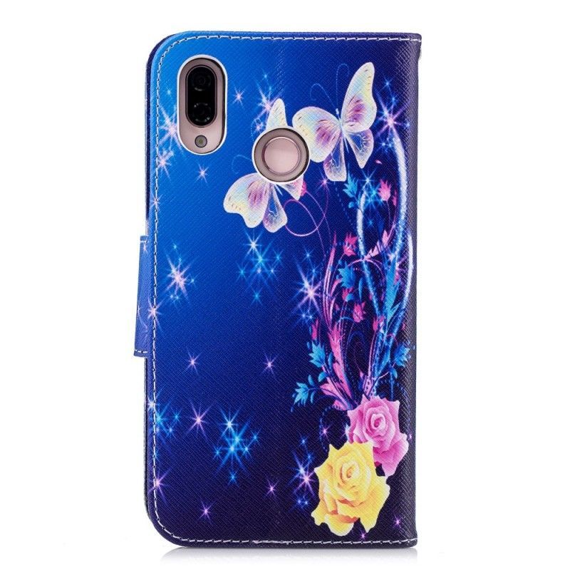 Peněženková Pouzdra Huawei P20 Lite Motýli V Noci