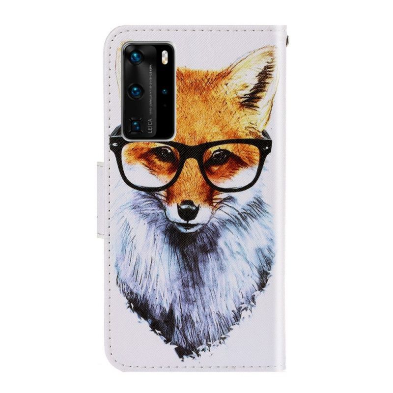 Peněženková Pouzdra Huawei P40 Pro Nerdy Liška S Popruhem