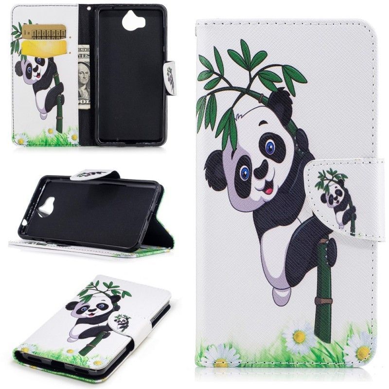 Peněženková Pouzdra Huawei Y6 2017 Panda Na Bambusu