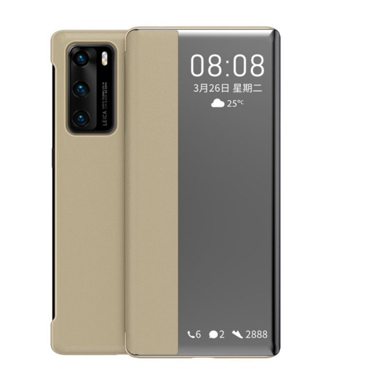 Pohledový Kryt Kryt Huawei P40 Okno Z Imitace Kůže