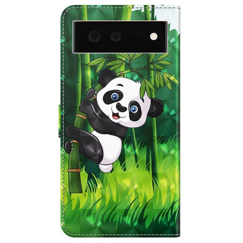 Kožené Pouzdro Na Google Pixel 6A Na Lana Strappy Panda