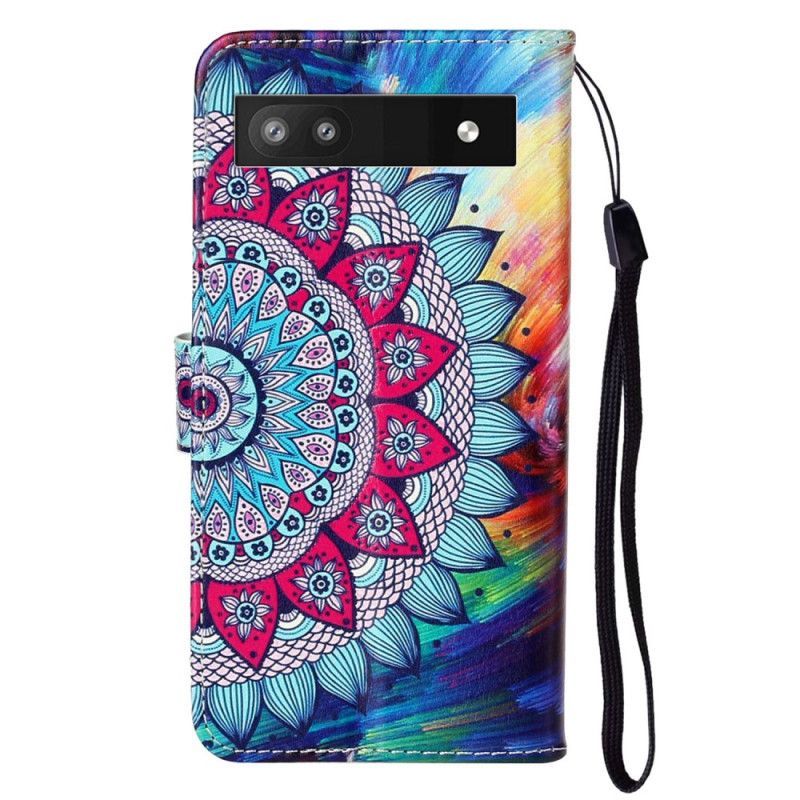 Kožené Pouzdro Na Google Pixel 7A Na Lana Barevné Strappy Mandala