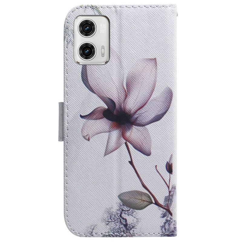 Kožené Pouzdro Na Moto G73 5G Na Lana Strappy Rose Flower