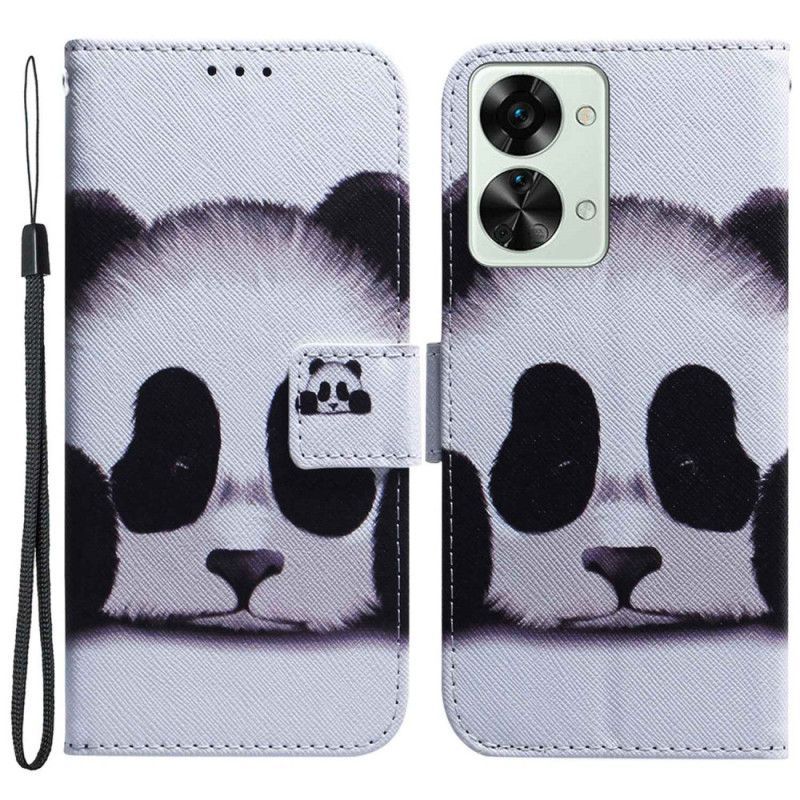 Kožené Pouzdro Na OnePlus Nord 2T 5G Na Lana Strappy Panda