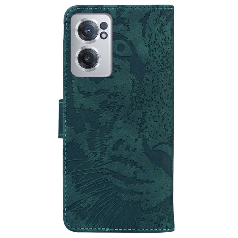 Kožené Pouzdro Na OnePlus Nord CE 2 5G Maskovaný Tygr