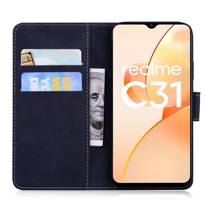 Kožené Pouzdro Na Realme C31 Motýl Z Umělé Kůže