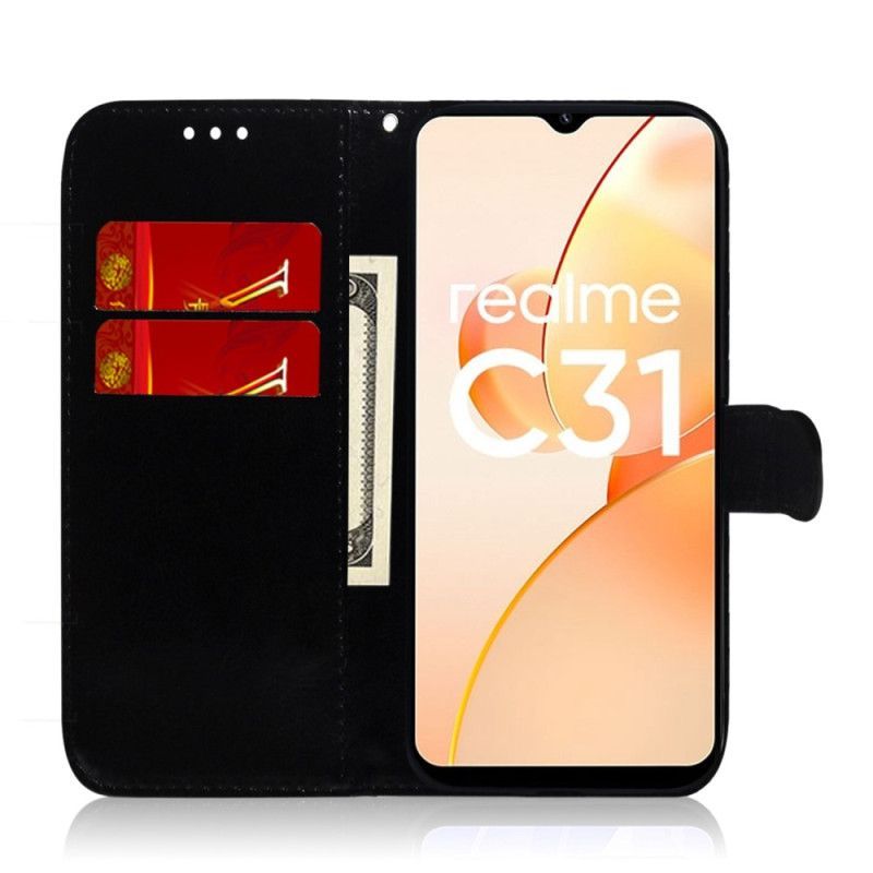 Kožené Pouzdro Na Realme C31 Z Umělé Kůže S Řemínkem