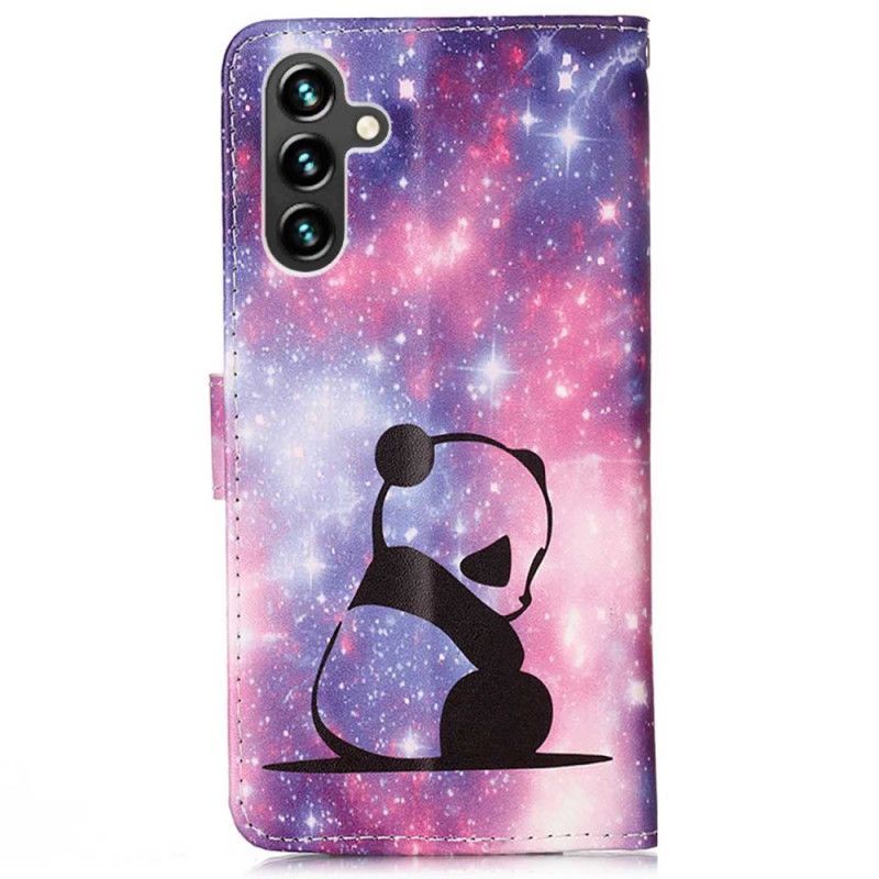 Kožené Pouzdro Na Samsung Galaxy A54 5G Na Lana Lanyard Galaxy Panda