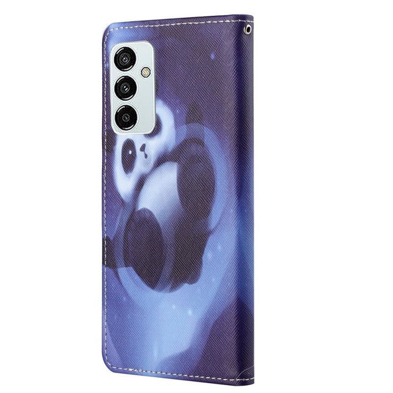 Kožené Pouzdro Na Samsung Galaxy M23 5G Na Lana Strappy Panda