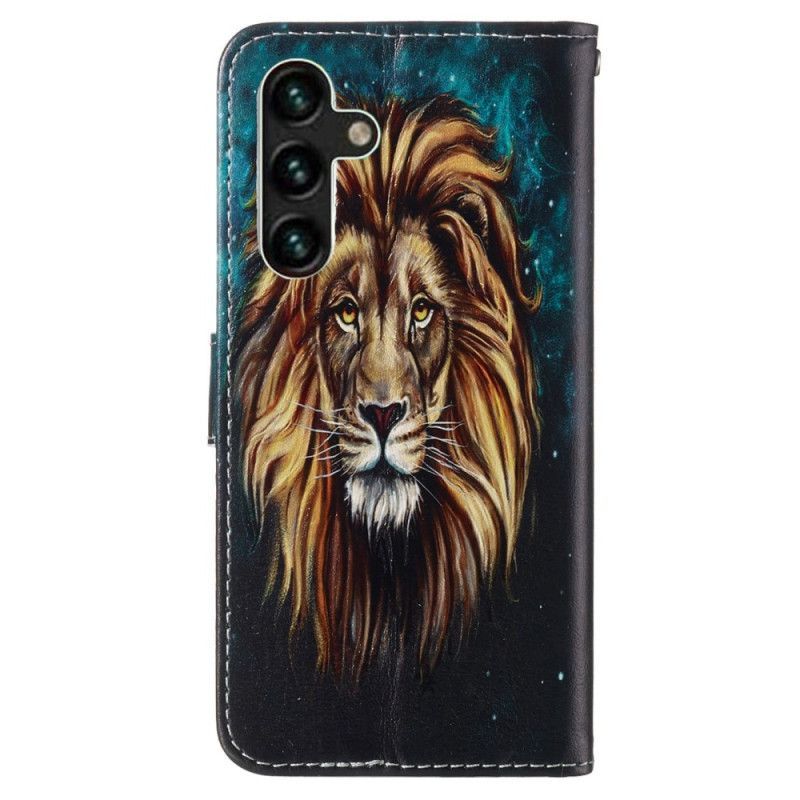 Kožené Pouzdro Na Samsung Galaxy S23 5G Na Lana Lanyard Lion