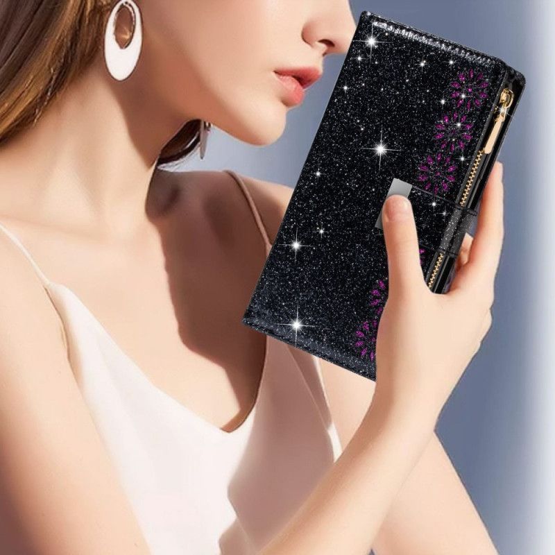 Kožené Pouzdro Na Samsung Galaxy Z Fold 4 Ultra Sequined S Páskem