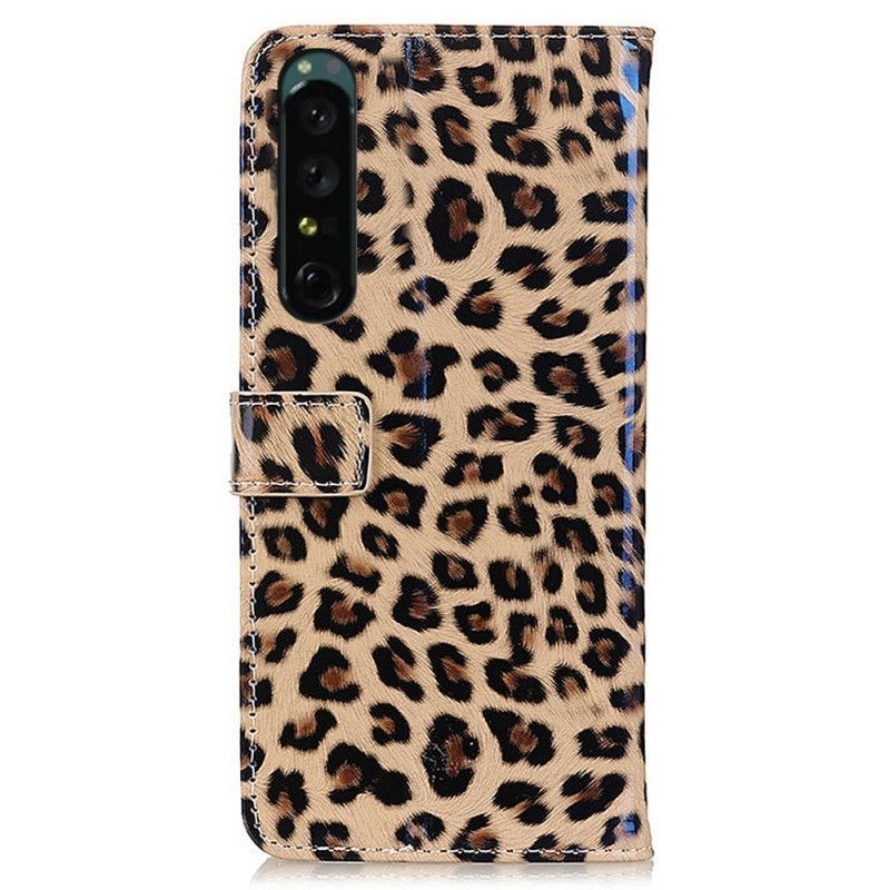 Kožené Pouzdro Na Sony Xperia 1 IV Efekt Leopardí Kůže