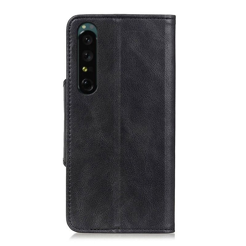 Kožené Pouzdro Na Sony Xperia 1 IV Knoflíček Z Umělé Kůže