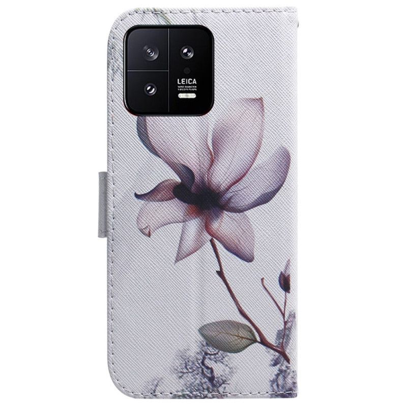 Kožené Pouzdro Na Xiaomi 13 Na Lana Strappy Rose Flower