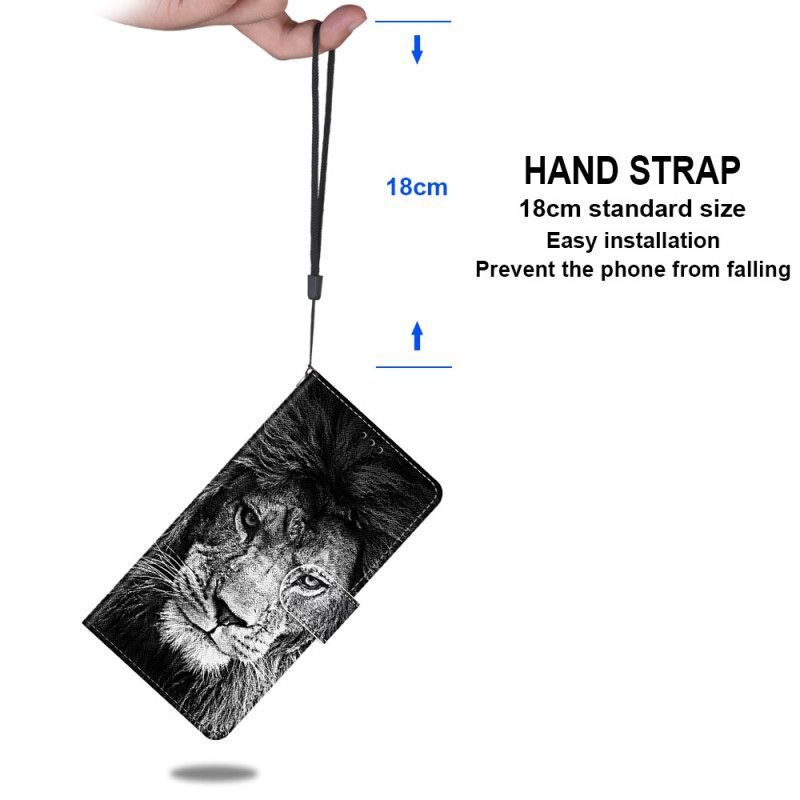 Kožené Pouzdro Na Xiaomi 13 Pro Na Lana Lanyard Lion