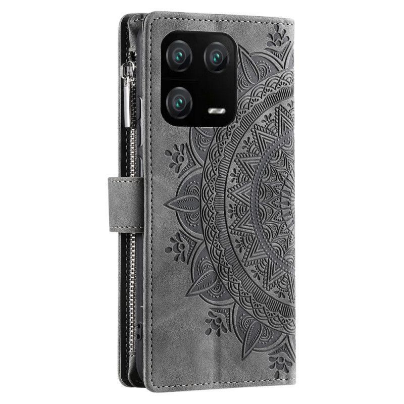 Kožené Pouzdro Na Xiaomi 13 Pro Peněženkové Pouzdro Mandala Peněženka