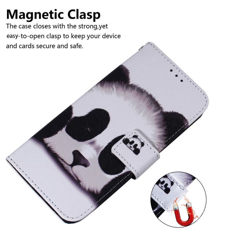 Kožené Pouzdro Na Xiaomi Redmi Note 12 5G Na Lana Strappy Panda