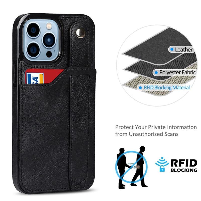 Kryt Na iPhone 14 Pro Držák Rfid Karet S Popruhem