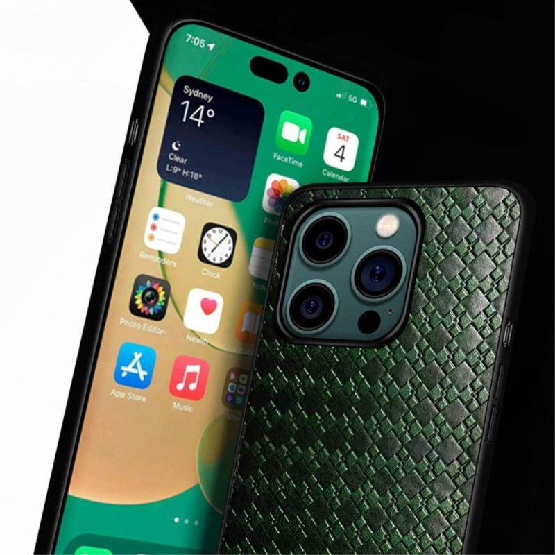 Kryt Na iPhone 14 Pro Tkaná Umělá Kůže