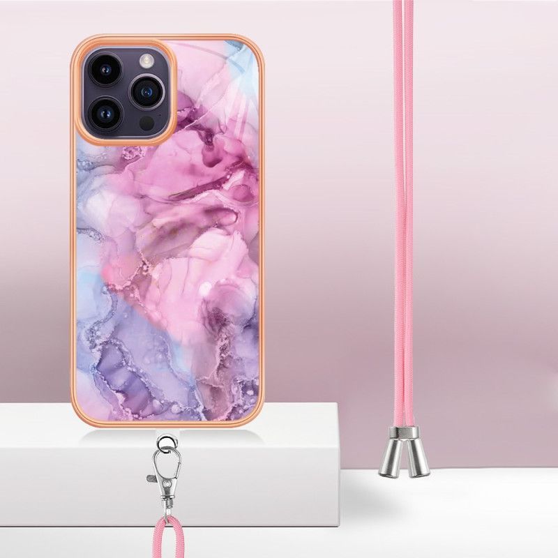 Kryt Na iPhone 15 Pro Max Na Lana Šňůra V Mramorovém Stylu