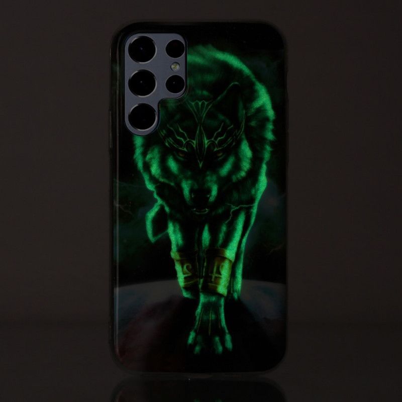 Kryt Na Samsung Galaxy S22 Ultra 5G Fluorescenční Vlk