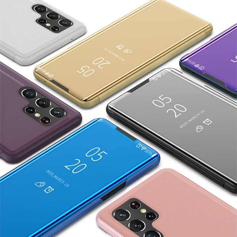 Kryty Na Mobil Na Samsung Galaxy S22 Ultra 5G Zrcadlo A Umělá Kůže