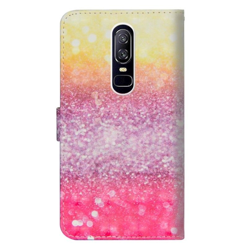 Flipové Pouzdro Oneplus 6 Purpurový Třpytivý Gradient