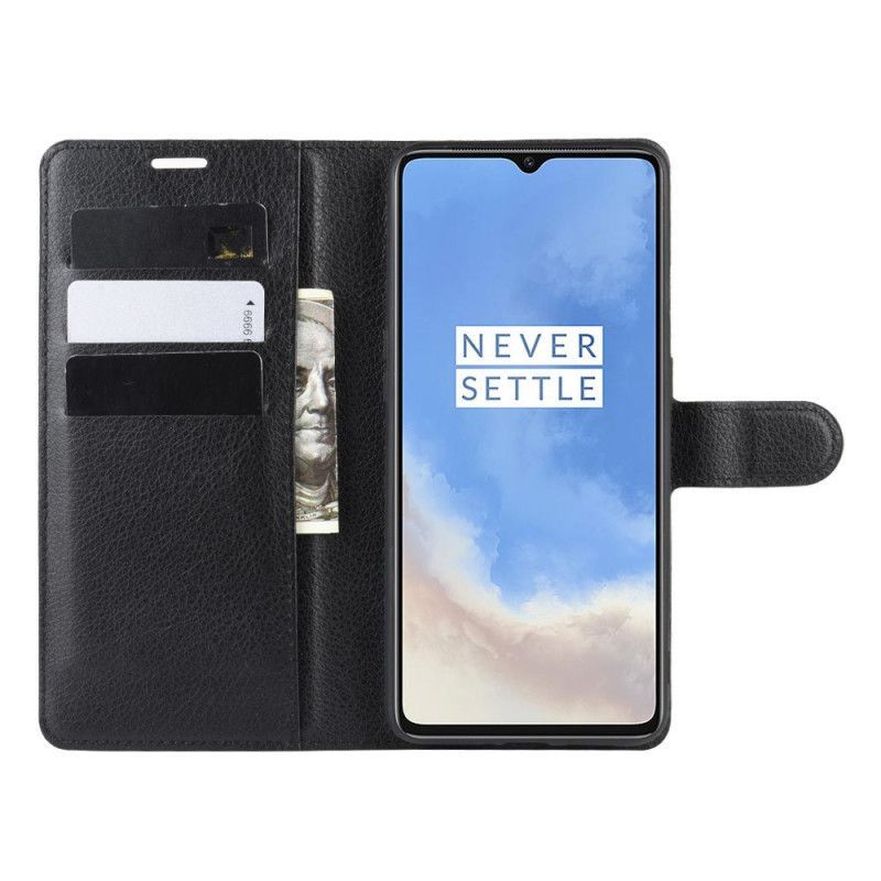 Flipové Pouzdro Oneplus 7t Prémiový Styl Liči Kůže