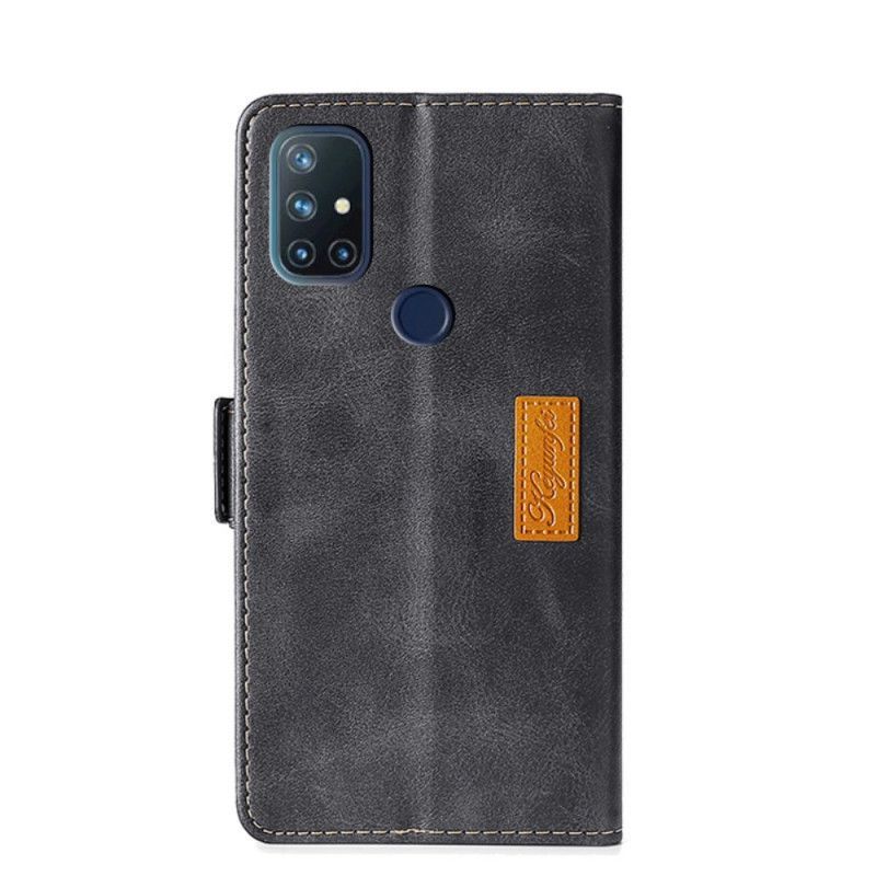 Flipové Pouzdro Oneplus Nord N10 Dvoubarevný Kožený Styl