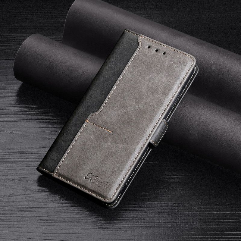 Flipové Pouzdro Oneplus Nord N100 Dvoubarevný Kožený Styl