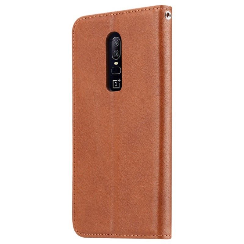 Kožené Pouzdro Folio Na Oneplus 6 Držák Na Karty Z Umělé Kůže