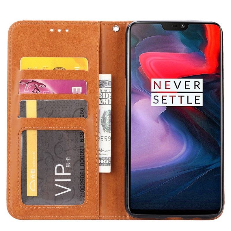 Kožené Pouzdro Folio Na Oneplus 6 Držák Na Karty Z Umělé Kůže