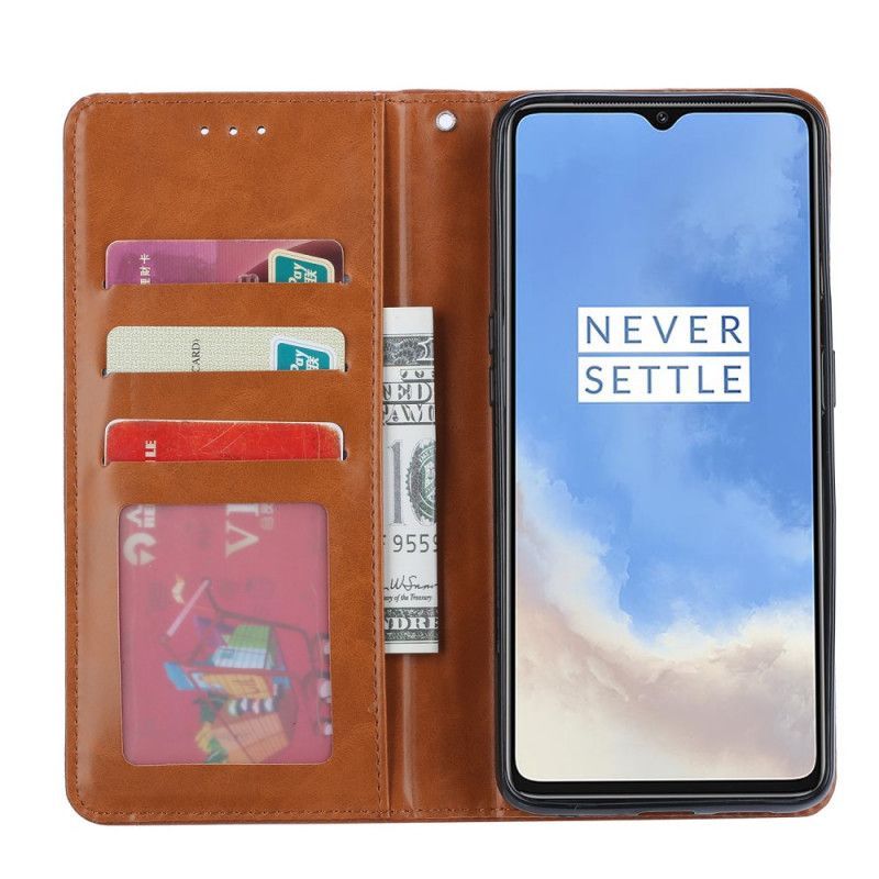 Kožené Pouzdro Folio Na Oneplus 7t Držák Na Karty Z Umělé Kůže