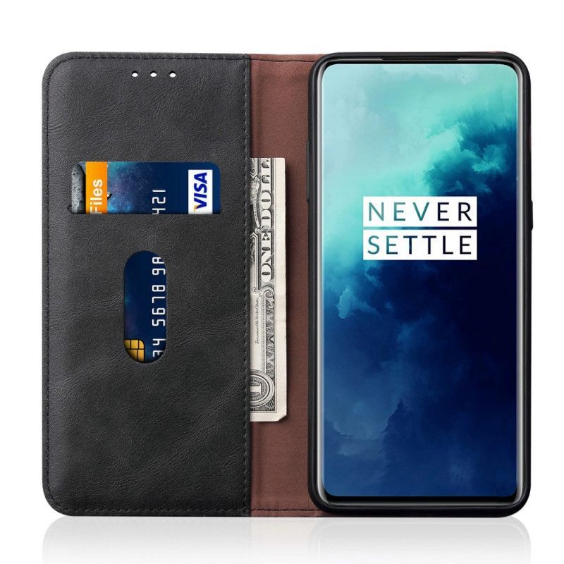 Kožené Pouzdro Folio Na Oneplus 7t Pro Prošívání S Koženým Efektem