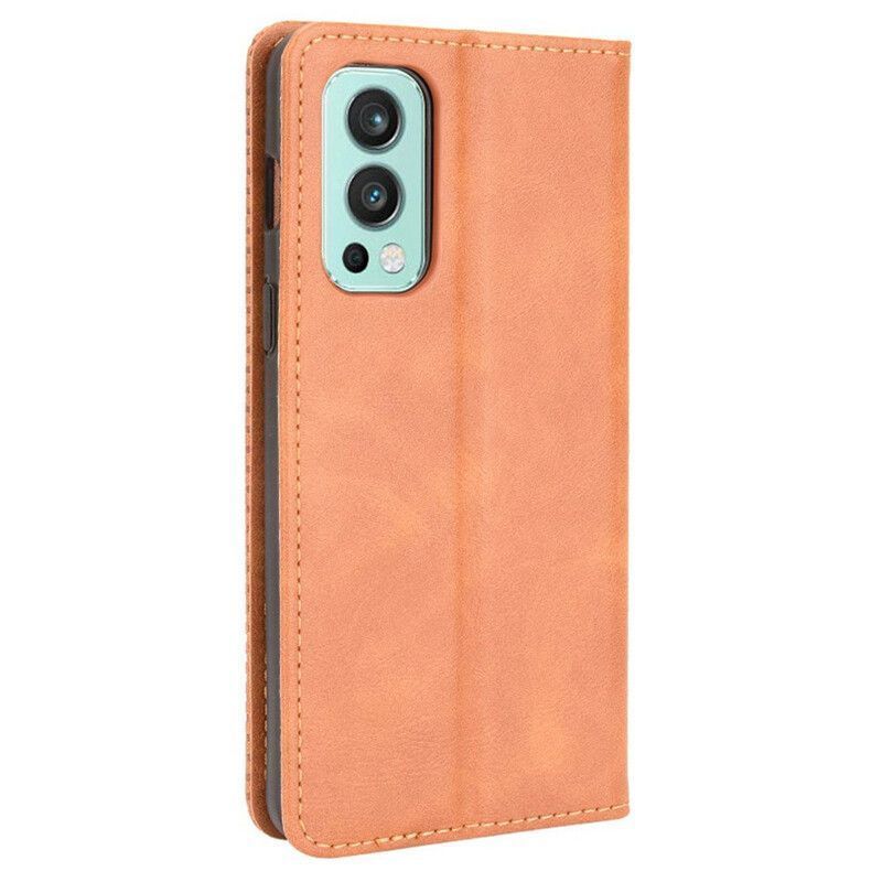 Kožené Pouzdro Folio Na Oneplus Nord 2 5g Stylizovaný Vintage Kožený Efekt