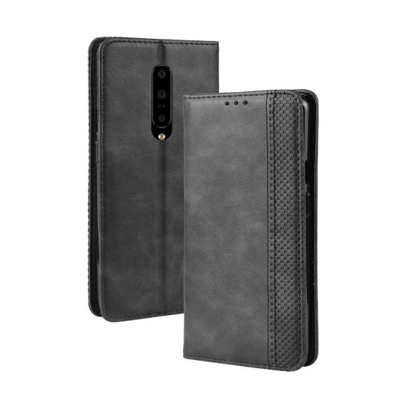 Kožené Pouzdro Folio Oneplus 7 Pro Stylizovaný Vintage Kožený Efekt