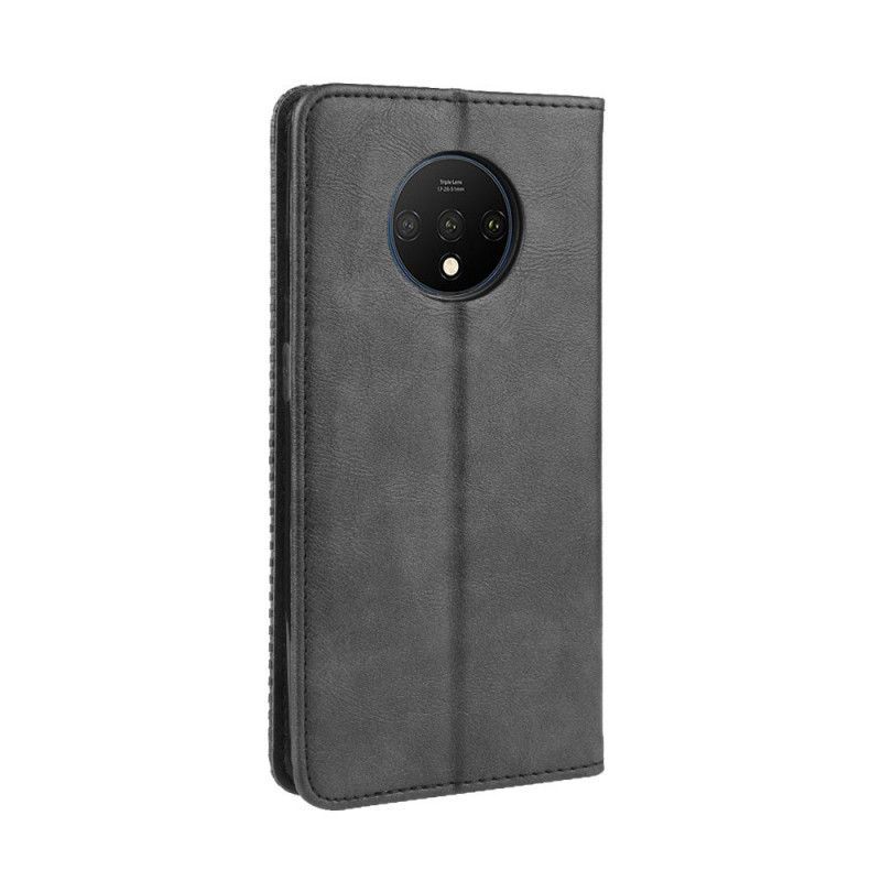 Kožené Pouzdro Folio Oneplus 7t Stylizovaný Vintage Kožený Efekt