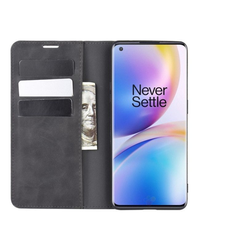 Kožené Pouzdro Folio Oneplus 8 Pro Efekt Elegantní Kůže